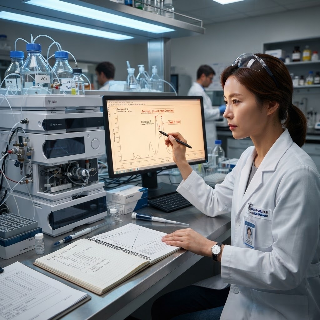 HPLC 이중 피크 판정 관련 이미지